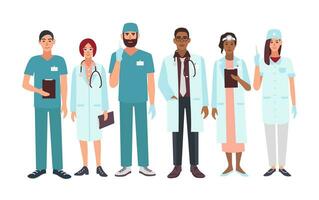 Conceito de equipe de equipe médica no hospital. Médico e enfermeira  personagens de desenhos animados. 618898 Vetor no Vecteezy