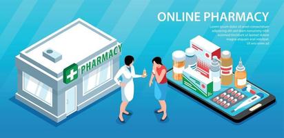 fundo horizontal de farmácia online vetor