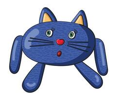 vetor ilustração do louco azul gato desenho animado isolado em branco fundo.