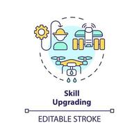 habilidade atualizando multi cor conceito ícone. automação tecnologia. especializado trabalhadores. Fazenda trabalhador. agricultura tech. Novo conhecimento. volta forma linha ilustração. abstrato ideia. gráfico Projeto. fácil para usar vetor