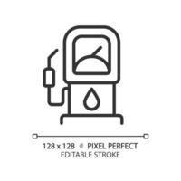 gás estação linear ícone. motor carro. o preenchimento estação. conveniência loja. automotivo serviço. energia a infraestrutura. fino linha ilustração. contorno símbolo. vetor esboço desenho. editável acidente vascular encefálico