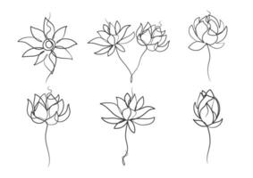 contínuo 1 linha arte desenhando do beleza lótus flor vetor
