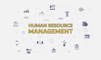 conceito de gestão de recursos humanos hrm com conjunto de ícones vetor
