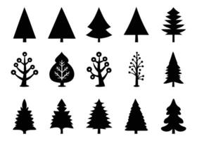 conjunto do Preto Natal árvores silhueta decorações ilustração isolado em branco fundo vetor