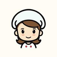 fofa e alegre chefe de cozinha uma desenho animado vetor do chefe de cozinha mulher com uma branco chapéu e uniforme