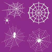 aranha rede conjunto isolado em Sombrio fundo. assustador dia das Bruxas teias de aranha com aranhas. esboço vetor ilustração