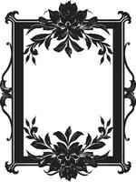 nobre flores real Preto vetor decorativo arte opulento pétalas monocromático floral construir dentro vetor