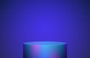 3d azul cilindro pedestal pódio projeto, vetor ilustração