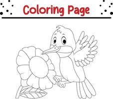 vetor fofa pássaro coloração página para crianças