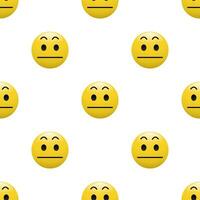 amarelo cabeça emoticon ícone com facial expressões, desatado padronizar em branco fundo. vetor