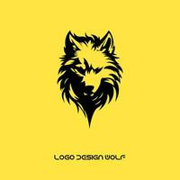 Lobo logotipo modelo. vetor a frente Visão do a simétrico Lobo parece perigoso. vetor ícone