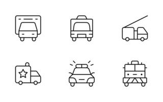 ambulância ícones. emergência veículo ícone. fogo motor, polícia carro, vetor ilustração. linear editável AVC. linha, sólido, plano linha, fino estilo e adequado para rede página, Móvel aplicativo, interface do usuário, ux Projeto.