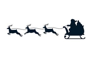 silhueta de trenó de Papai Noel com ícone de rena isolada