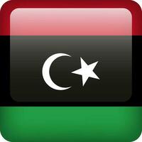 3d vetor Líbia bandeira lustroso botão. líbio nacional emblema. quadrado ícone com bandeira do Líbia