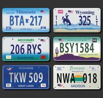 Estados Unidos License Plates vintage collection vetor