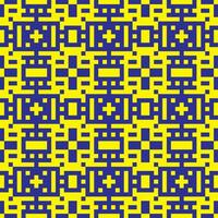 uma pixel arte padronizar com amarelo e azul quadrados vetor