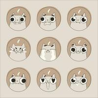 conjunto emoji do vários fofa desenho animado gatos vetor