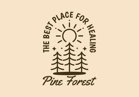 pinho floresta, a melhor Lugar, colocar para cura. linha arte ilustração Projeto do pinho árvores vetor