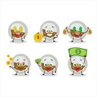coco ichibanya Curry desenho animado personagem com fofa emoticon trazer dinheiro vetor