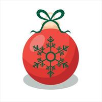 Novo anos vermelho bola em a Natal árvore. Natal decorações bugigangas. objetos do festivo Projeto. vetor ilustração