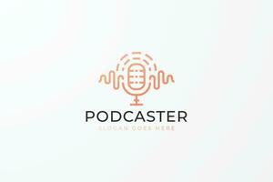 logotipo podcast audio e microfone transmissão tecnologia moderno o negócio vetor
