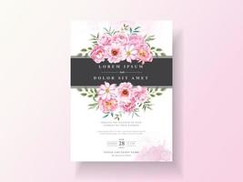 cartões de convite de casamento romântico aquarela floral vetor