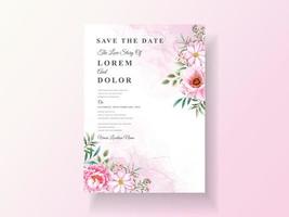 cartões de convite de casamento romântico aquarela floral vetor