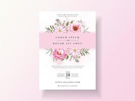 cartões de convite de casamento romântico aquarela floral vetor