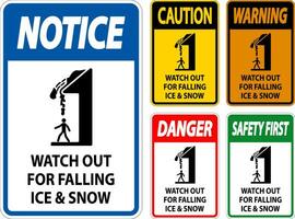 Cuidado placa Assistir Fora para queda gelo e neve vetor
