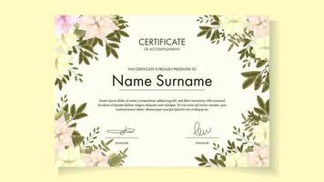 flor floral certificado de conclusão de cursos de atendimento de excelência vetor