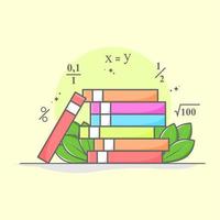 projetar pilhas de livros sobre matemática vetor