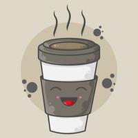 personagem fofa xícara de café ilustração estilo oito vetor