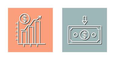 gráfico acima e dinheiro baixa ícone vetor