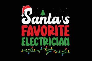 papai noel favorito eletricista Natal camiseta Projeto vetor