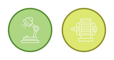 escrivaninha luminária e elétrico motor ícone vetor