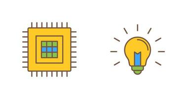 processador e luz lâmpada ícone vetor