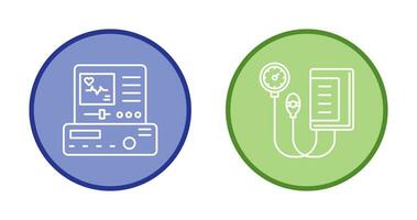 eletrocardiograma e sangue pressão calibre ícone vetor