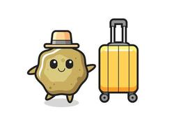 Ilustração de desenho animado de fezes soltas com bagagem de férias vetor