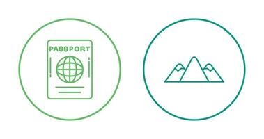 Passaporte e montanha ícone vetor