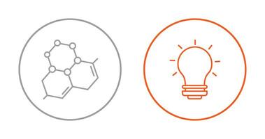 molécula e luz lâmpada ícone vetor