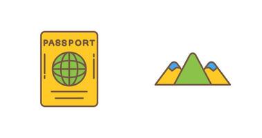 Passaporte e montanha ícone vetor