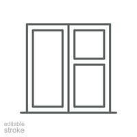 janela ícone. simples esboço estilo. janela quadro, fechado, construção, sala, casa, casa interior conceito. fino linha símbolo. vetor ilustração isolado. editável AVC.