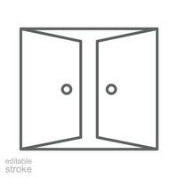 Duplo portas ícone. simples esboço estilo. porta, abrir, dobro, digitar, saída, Entrada, frente, portão, entrada, casa, casa interior conceito. fino linha símbolo. vetor ilustração isolado. editável AVC.