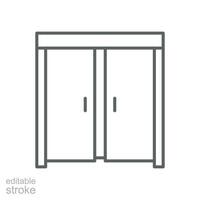 deslizante porta ícone. simples esboço estilo. deslizar, porta, Entrada, construção, sala, casa, casa interior conceito. fino linha símbolo. vetor ilustração isolado. editável AVC.