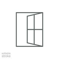 janela ícone. simples esboço estilo. janela abrir, quadro, quadrado, vidro, construção, sala, casa, casa interior conceito. fino linha símbolo. vetor ilustração isolado. editável AVC.