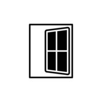 janela ícone. simples sólido estilo. janela abrir, quadro, quadrado, vidro, construção, sala, casa, casa interior conceito. silhueta, glifo símbolo. vetor ilustração isolado.