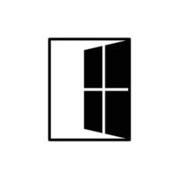janela ícone. simples sólido estilo. janela abrir, quadro, quadrado, vidro, construção, sala, casa, casa interior conceito. silhueta, glifo símbolo. vetor ilustração isolado.