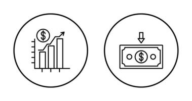 gráfico acima e dinheiro baixa ícone vetor