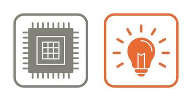 processador e luz lâmpada ícone vetor