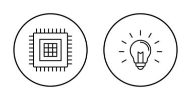 processador e luz lâmpada ícone vetor